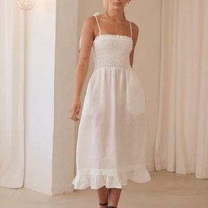 Kivari Linen Bianca Midi Dress